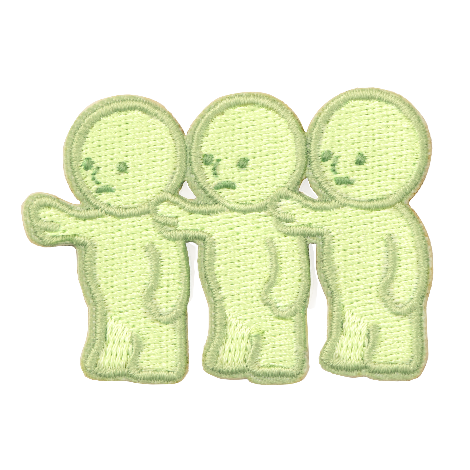 Little sticker variant- three SMISKI face left with their hands on each others right shoulder. Left most SMISKI is reaching out with its hand