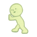 Pushing sticker variant- SMISKI is facing left with their hands up, pushing