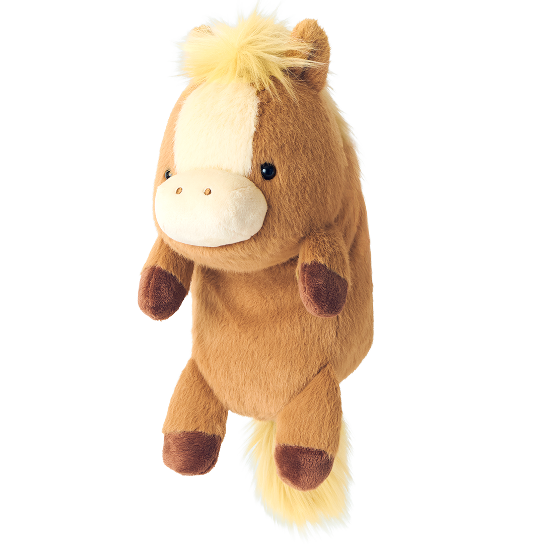 Posture Pal Horse product image, plush horse is light brown, tan, dark brown and yellow