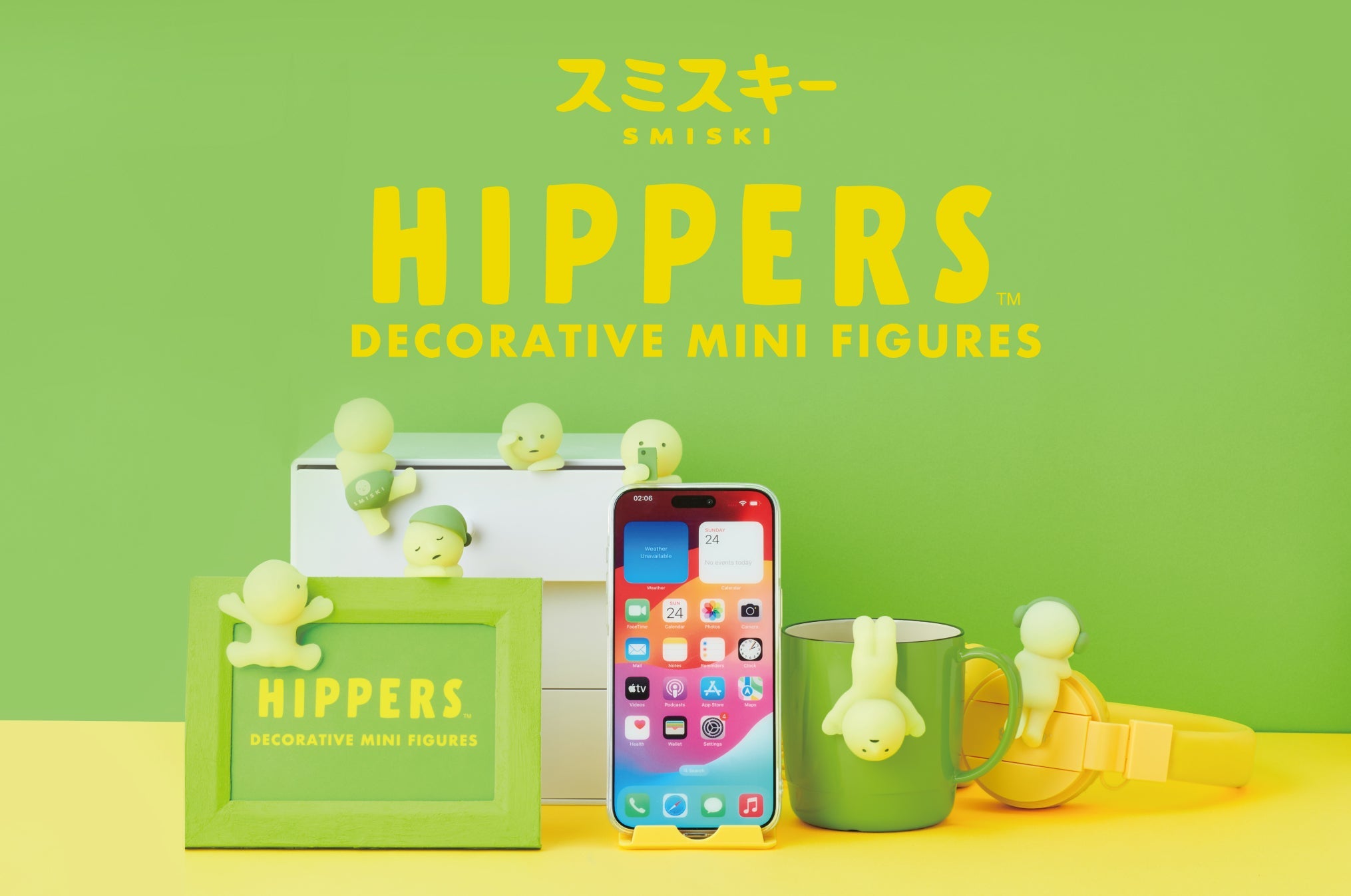 product banner for SMISKI HIPPERS featuring the main lineup on various display objects and the music secret facing away from the viewer.